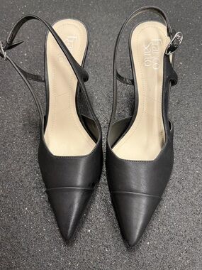 Franco Sarto Black Pointed Toe Slingback Pumps
